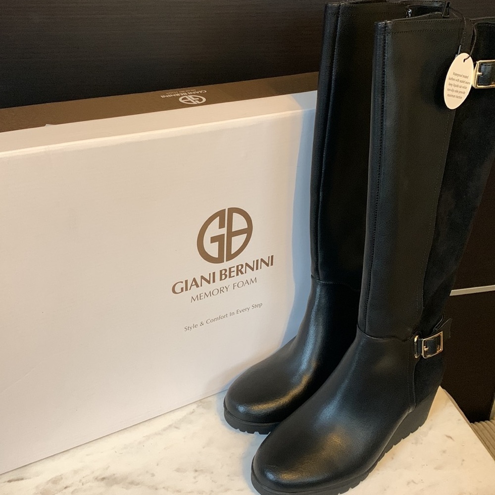 Giani Bernini Black Sannaa Wedge Boots - Picture 11 of 15